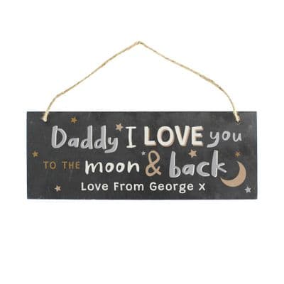 Personalised To The Moon & Back Hanging Slate Plaque