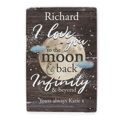 Personalised  To The Moon & Back Metal Sign