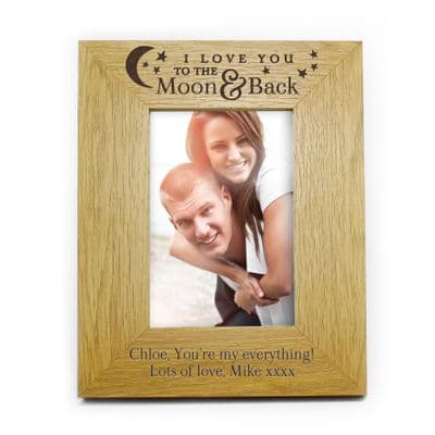 Personalised To The Moon & Back Oak Finish Frame