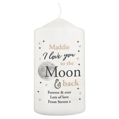 Personalised To The Moon & Back Pillar Candle