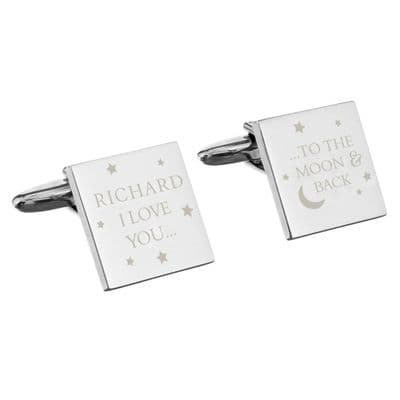 Personalised To The Moon & Back Square Cufflinks