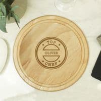 Personalised Top Chef Round Wooden Chopping Board