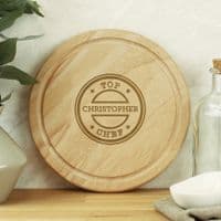 Personalised Top Chef Round Wooden Chopping Board