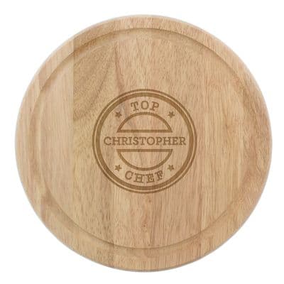 Personalised Top Chef Round Wooden Chopping Board