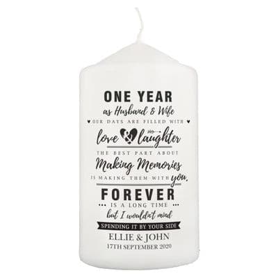 Personalised Typography Anniversary Pillar Candle