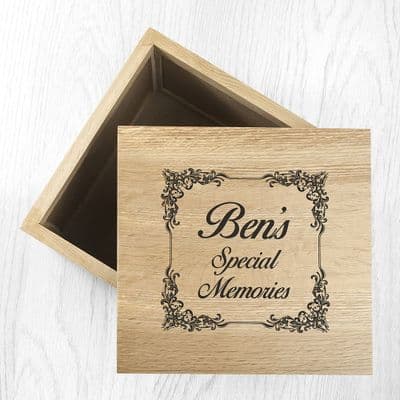 Personalised Vintage Style Oak Photo Keepsake Box