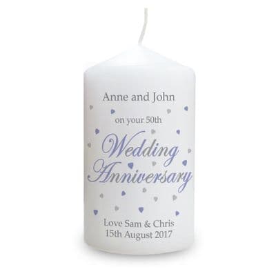 Personalised Wedding Anniversary Pillar Candle