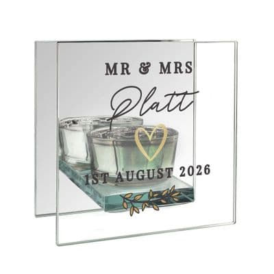 Personalised Wedding Mirrored Tea Light Holder