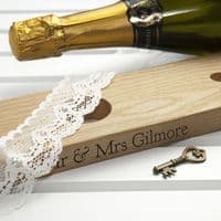 Personalised Welsh Ash Wooden Champagne And Glasses Holder