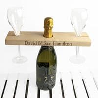 Personalised Welsh Ash Wooden Champagne And Glasses Holder