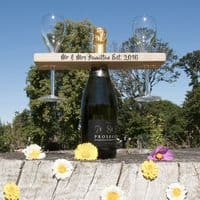 Personalised Welsh Ash Wooden Champagne And Glasses Holder