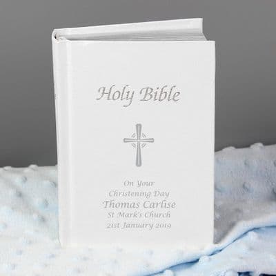 Personalised White Holy Bible