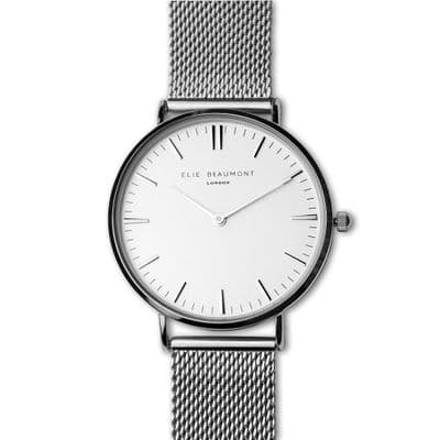 Personalised Women's Metallic Mesh Strap White Dial Face Watch