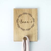 Personalised Wooden Wreath Peg Hook