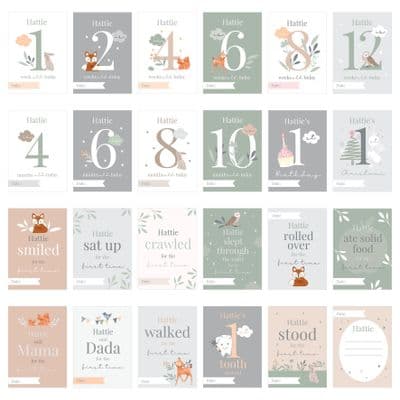 Personalised Woodland Animals Baby Milestone Cards