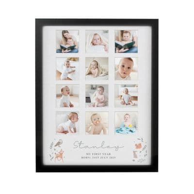 Personalised Woodland Animals Black Multi Photo Frame