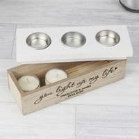 Personalised You Light Up My Life Triple Tea Light Holder