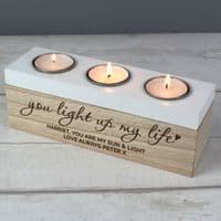 Personalised You Light Up My Life Triple Tea Light Holder