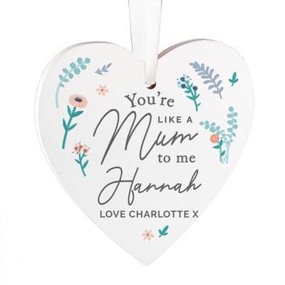 Personalised You're Like A Mum To Me WoodenHeart Ornament