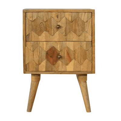Pineapple Carved  Two Drawer  Bedside Table