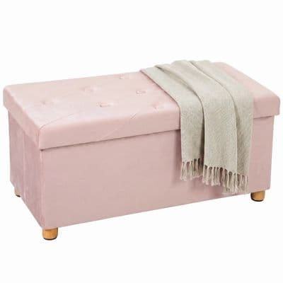 Pink Velvet Style Ottoman Storage Bench