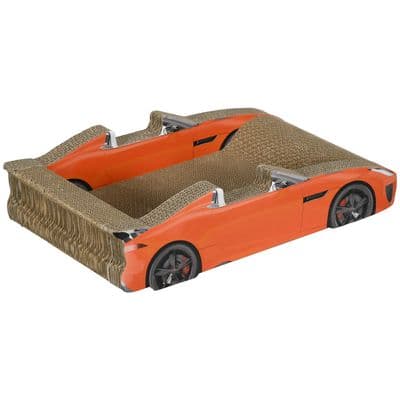 Red Cardboard Car Shaped Cat Scratcher With Catnip