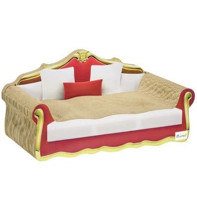 Red Cardboard  Sofa Cat Scratcher With Catnip