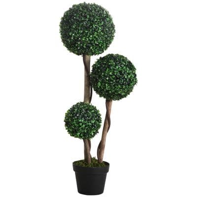 Set Of 2 Artificial 3 Ball Topiary Trees