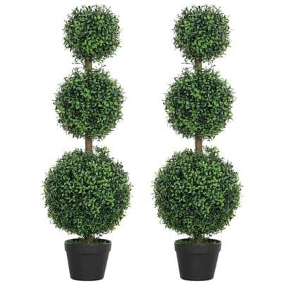 Set Of 2 Artificial Ball Shaped Topiary Trees