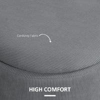 Set Of 2 Grey Ribbed Round Storage Ottomans