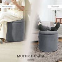 Set Of 2 Grey Ribbed Round Storage Ottomans