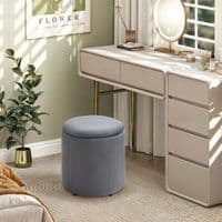 Set Of 2 Grey Ribbed Round Storage Ottomans