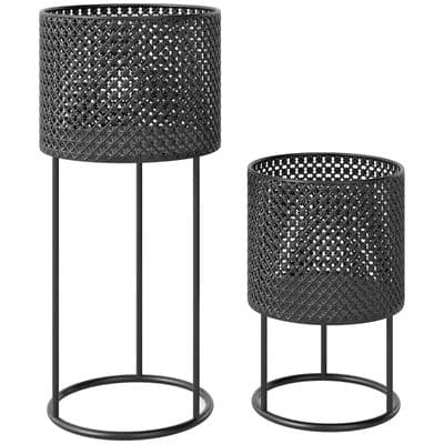 Set Of 2 Hollow Design Metal Planters