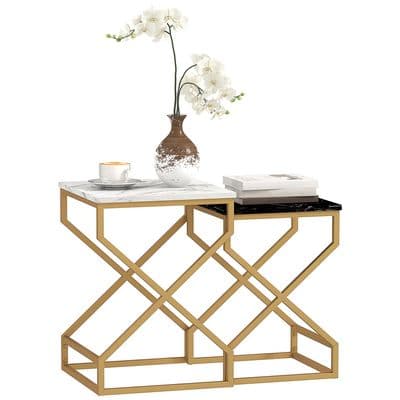 Set Of 2 Marble Effect Nesting Tables