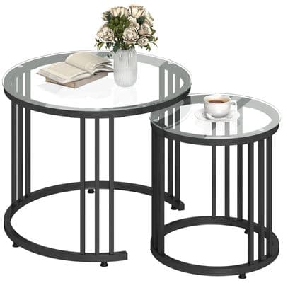 Set Of 2 Tempered Glass Nesting Tables