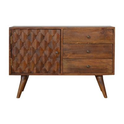 Solid Wood Carved Chestnut Sideboard