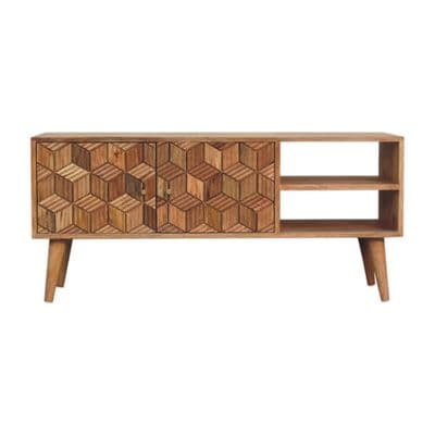 Solid Wood Carved Cubana Media Unit