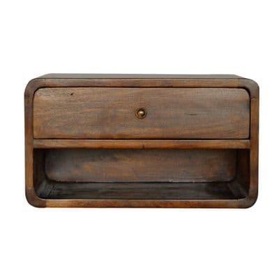 Solid Wood Chestnut Wall Mounted Bedside Table