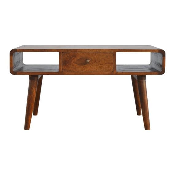 Solid Wood Curved Chestnut Coffee Table