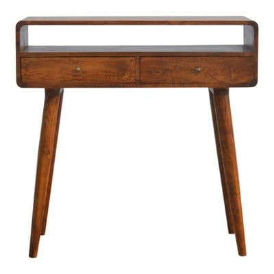 Solid Wood Curved Chestnut Console Table