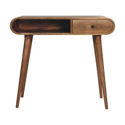 Solid Wood Curved Chestnut Writing Desk