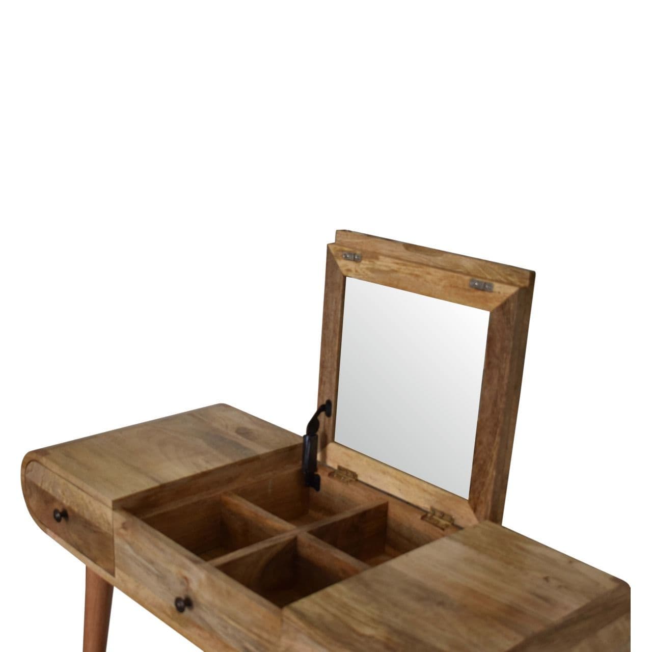 Solid Wood Dressing Table With Foldable Mirror