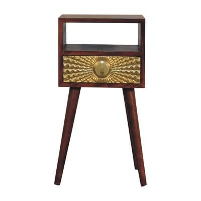 Solid Wood Eden Gold Drawer Mini Bedside Table