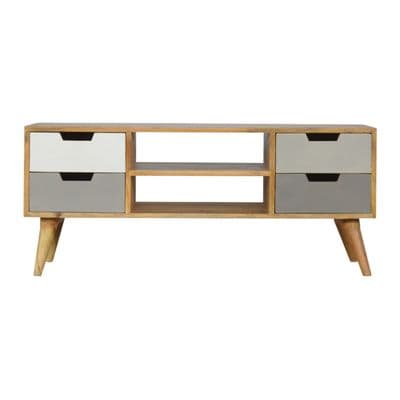 Solid Wood Grey Hand Painted Media Unit