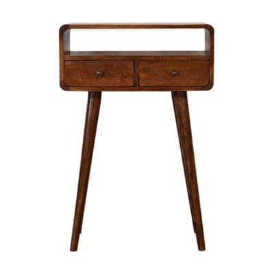 Solid Wood Mini Chestnut Curved Console Table
