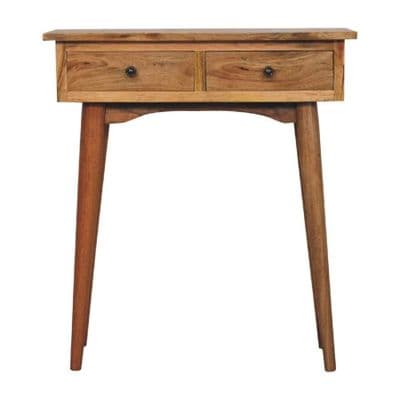 Solid Wood Mini Oak Finish Console Table