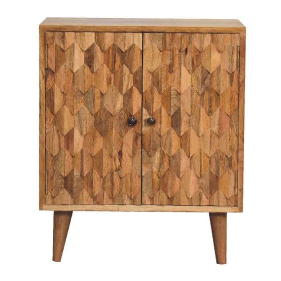 Solid Wood Mini Pineapple Carved Cabinet