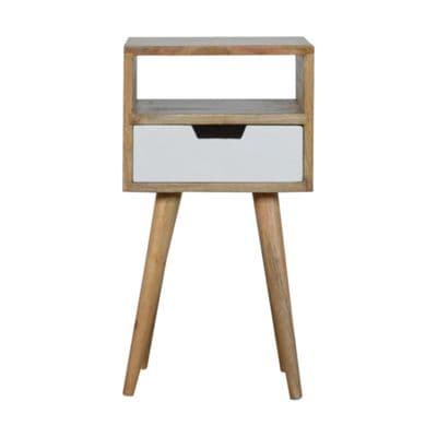 Solid Wood Mini White Hand Painted Bedside Table