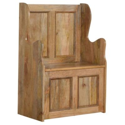 Solid Wood Monks Storage Bench