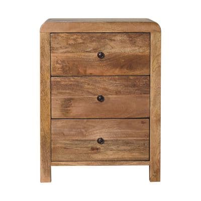 Solid Wood Naya 3 Drawer Bedside Table